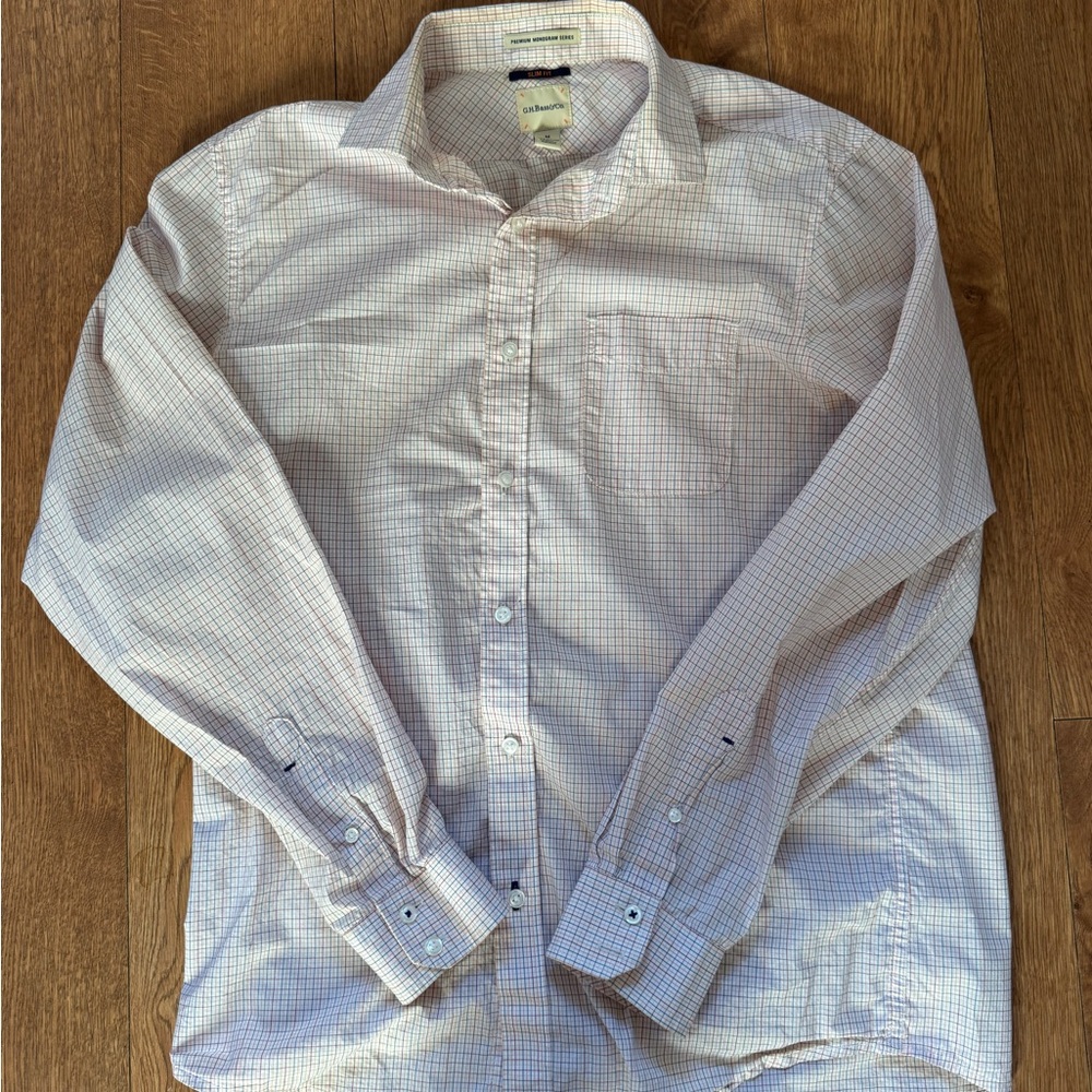 G.H. Bass & Co. Men's Light Pink Plaid Button Down Shirt